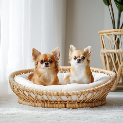 Pet bed, wicker dog bed, cat bed, American-style retro solid wood animal house furniture, Teddy Bichon Frise dog mattress - Image 4
