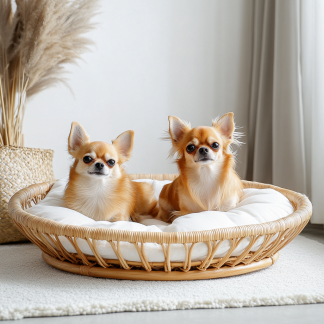 Pet bed, wicker dog bed, cat bed, American-style retro solid wood animal house furniture, Teddy Bichon Frise dog mattress