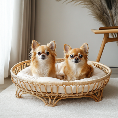 Pet bed, wicker dog bed, cat bed, American-style retro solid wood animal house furniture, Teddy Bichon Frise dog mattress - Image 5