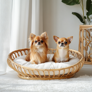 Pet bed, wicker dog bed, cat bed, American-style retro solid wood animal house furniture, Teddy Bichon Frise dog mattress