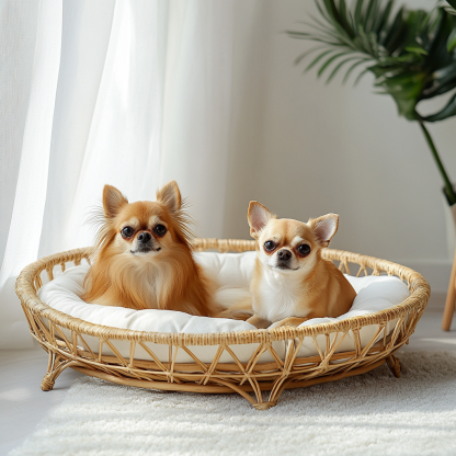 Pet bed, wicker dog bed, cat bed, American-style retro solid wood animal house furniture, Teddy Bichon Frise dog mattress - Image 5