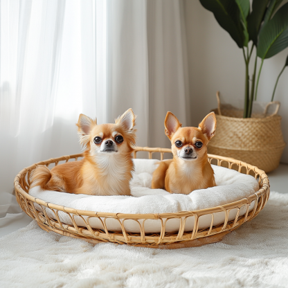 Pet bed, wicker dog bed, cat bed, American-style retro solid wood animal house furniture, Teddy Bichon Frise dog mattress - Image 4