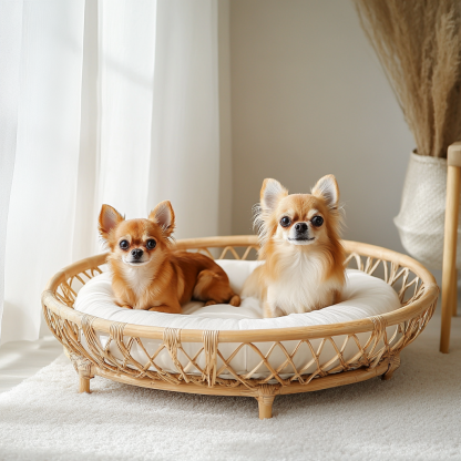 Pet bed, wicker dog bed, cat bed, American-style retro solid wood animal house furniture, Teddy Bichon Frise dog mattress - Image 3