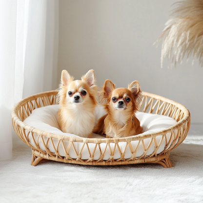 Pet bed, wicker dog bed, cat bed, American-style retro solid wood animal house furniture, Teddy Bichon Frise dog mattress - Image 9