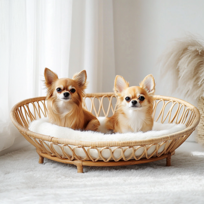 Pet bed, wicker dog bed, cat bed, American-style retro solid wood animal house furniture, Teddy Bichon Frise dog mattress - Image 8