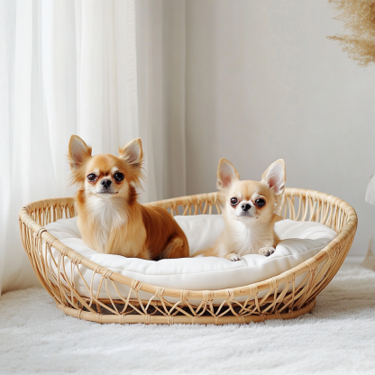 Pet bed, wicker dog bed, cat bed, American-style retro solid wood animal house furniture, Teddy Bichon Frise dog mattress - Image 7