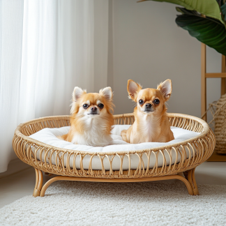 Pet bed, wicker dog bed, cat bed, American-style retro solid wood animal house furniture, Teddy Bichon Frise dog mattress