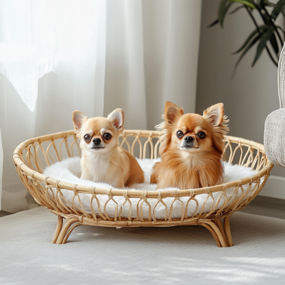 Pet bed, wicker dog bed, cat bed, American-style retro solid wood animal house furniture, Teddy Bichon Frise dog mattress - Image 9