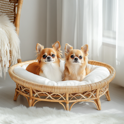 Pet bed, wicker dog bed, cat bed, American-style retro solid wood animal house furniture, Teddy Bichon Frise dog mattress - Image 8