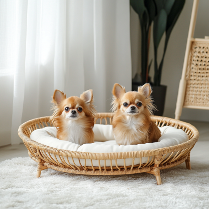 Pet bed, wicker dog bed, cat bed, American-style retro solid wood animal house furniture, Teddy Bichon Frise dog mattress - Image 7