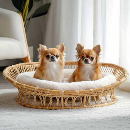 Pet bed, wicker dog bed, cat bed, American-style retro solid wood animal house furniture, Teddy Bichon Frise dog mattress - Image 9