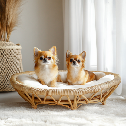 Pet bed, wicker dog bed, cat bed, American-style retro solid wood animal house furniture, Teddy Bichon Frise dog mattress - Image 8