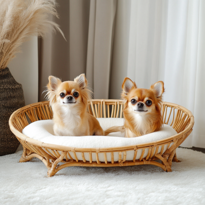 Pet bed, wicker dog bed, cat bed, American-style retro solid wood animal house furniture, Teddy Bichon Frise dog mattress - Image 6