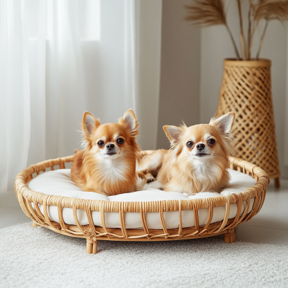 Pet bed, wicker dog bed, cat bed, American-style retro solid wood animal house furniture, Teddy Bichon Frise dog mattress - Image 9