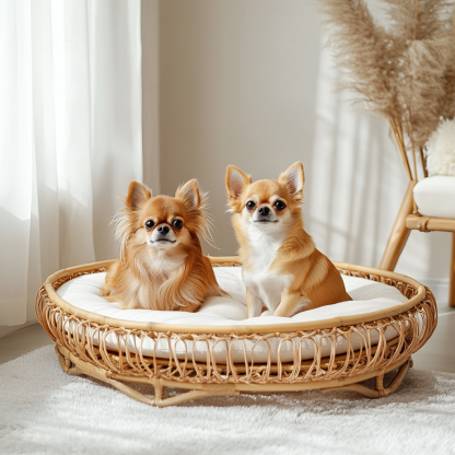 Pet bed, wicker dog bed, cat bed, American-style retro solid wood animal house furniture, Teddy Bichon Frise dog mattress - Image 8