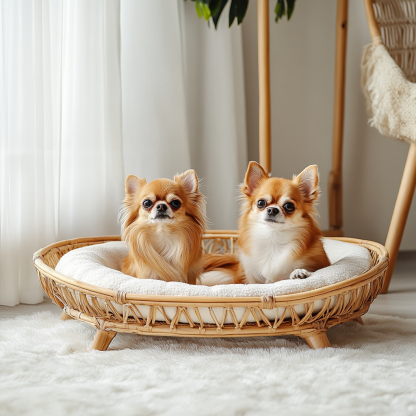 Pet bed, wicker dog bed, cat bed, American-style retro solid wood animal house furniture, Teddy Bichon Frise dog mattress - Image 7
