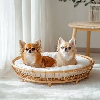 Pet bed, wicker dog bed, cat bed, American-style retro solid wood animal house furniture, Teddy Bichon Frise dog mattress