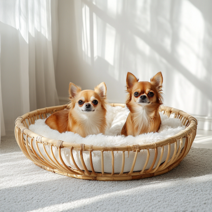 Pet bed, wicker dog bed, cat bed, American-style retro solid wood animal house furniture, Teddy Bichon Frise dog mattress - Image 3