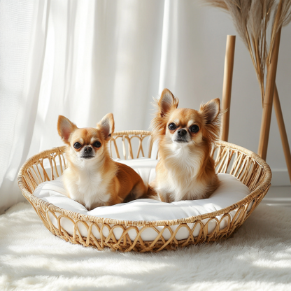 Pet bed, wicker dog bed, cat bed, American-style retro solid wood animal house furniture, Teddy Bichon Frise dog mattress - Image 4