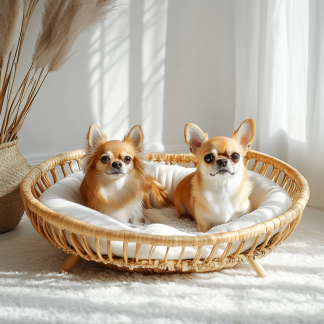 Pet bed, wicker dog bed, cat bed, American-style retro solid wood animal house furniture, Teddy Bichon Frise dog mattress