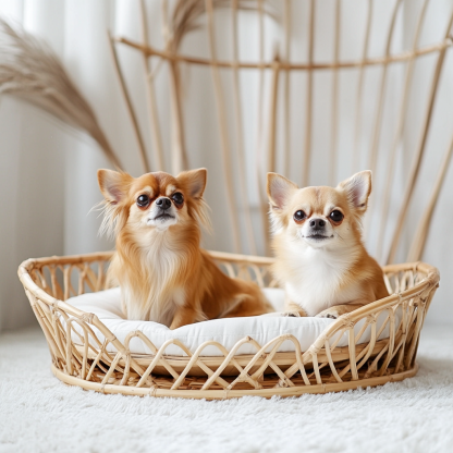 Pet bed, wicker dog bed, cat bed, American-style retro solid wood animal house furniture, Teddy Bichon Frise dog mattress - Image 9