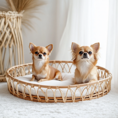 Pet bed, wicker dog bed, cat bed, American-style retro solid wood animal house furniture, Teddy Bichon Frise dog mattress - Image 8