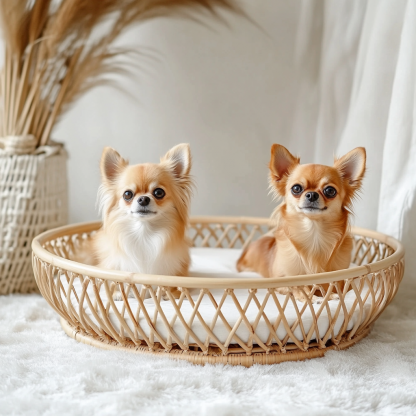 Pet bed, wicker dog bed, cat bed, American-style retro solid wood animal house furniture, Teddy Bichon Frise dog mattress - Image 7
