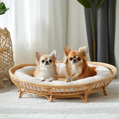 Pet bed, wicker dog bed, cat bed, American-style retro solid wood animal house furniture, Teddy Bichon Frise dog mattress - Image 9