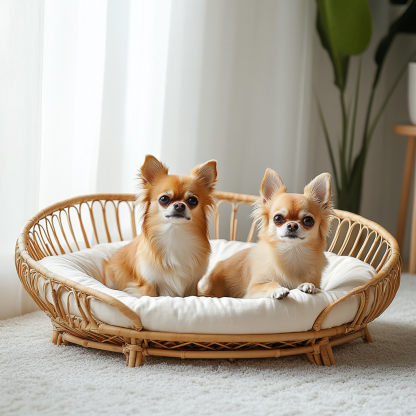 Pet bed, wicker dog bed, cat bed, American-style retro solid wood animal house furniture, Teddy Bichon Frise dog mattress - Image 4