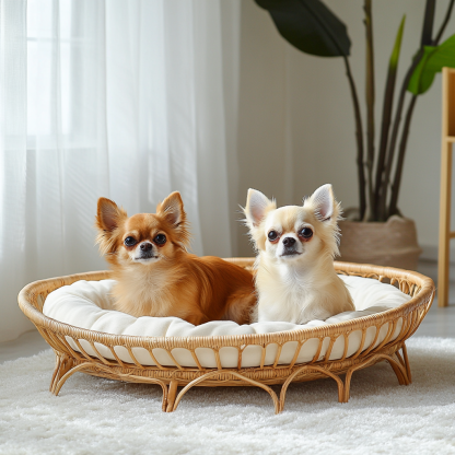 Pet bed, wicker dog bed, cat bed, American-style retro solid wood animal house furniture, Teddy Bichon Frise dog mattress - Image 3