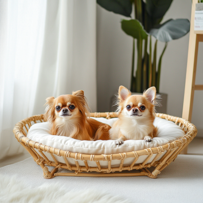 Pet bed, wicker dog bed, cat bed, American-style retro solid wood animal house furniture, Teddy Bichon Frise dog mattress - Image 8