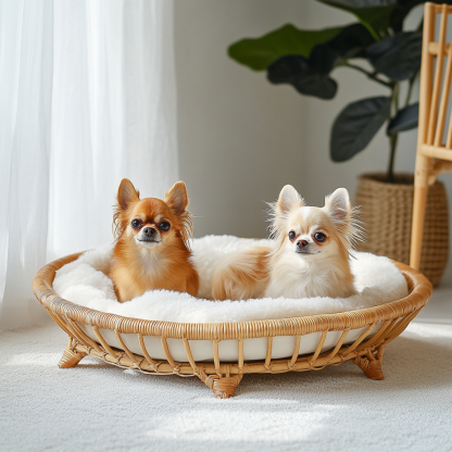 Pet bed, wicker dog bed, cat bed, American-style retro solid wood animal house furniture, Teddy Bichon Frise dog mattress - Image 6