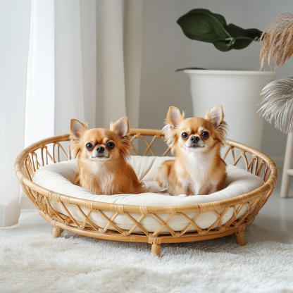 Pet bed, wicker dog bed, cat bed, American-style retro solid wood animal house furniture, Teddy Bichon Frise dog mattress - Image 5