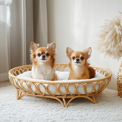 Pet bed, wicker dog bed, cat bed, American-style retro solid wood animal house furniture, Teddy Bichon Frise dog mattress - Image 8