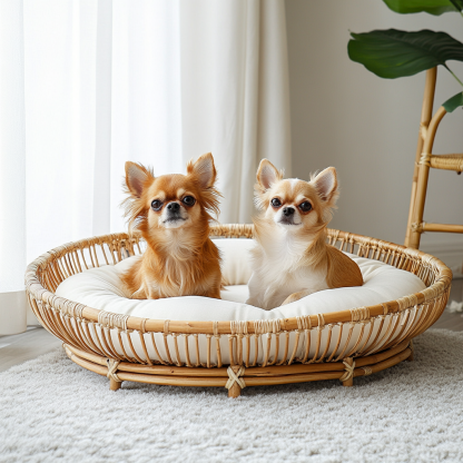 Pet bed, wicker dog bed, cat bed, American-style retro solid wood animal house furniture, Teddy Bichon Frise dog mattress - Image 7