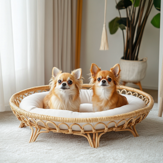 Pet bed, wicker dog bed, cat bed, American-style retro solid wood animal house furniture, Teddy Bichon Frise dog mattress