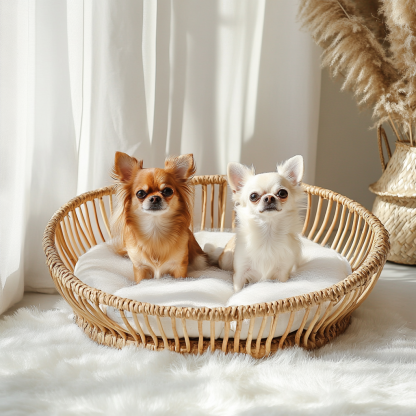Pet bed, wicker dog bed, cat bed, American-style retro solid wood animal house furniture, Teddy Bichon Frise dog mattress - Image 6