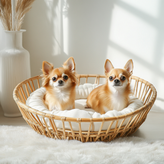 Pet bed, wicker dog bed, cat bed, American-style retro solid wood animal house furniture, Teddy Bichon Frise dog mattress