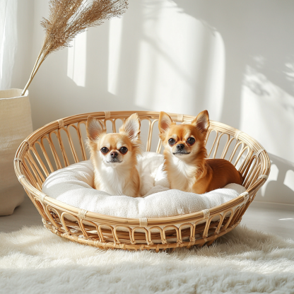 Pet bed, wicker dog bed, cat bed, American-style retro solid wood animal house furniture, Teddy Bichon Frise dog mattress - Image 9