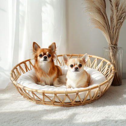 Pet bed, wicker dog bed, cat bed, American-style retro solid wood animal house furniture, Teddy Bichon Frise dog mattress - Image 8