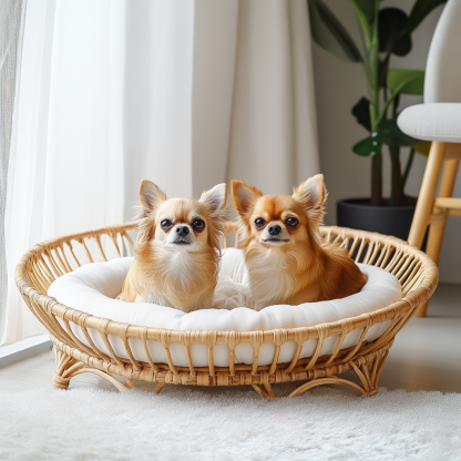 Pet bed, wicker dog bed, cat bed, American-style retro solid wood animal house furniture, Teddy Bichon Frise dog mattress - Image 9