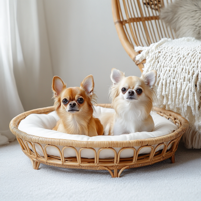 Pet bed, wicker dog bed, cat bed, American-style retro solid wood animal house furniture, Teddy Bichon Frise dog mattress - Image 8