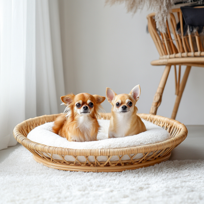 Pet bed, wicker dog bed, cat bed, American-style retro solid wood animal house furniture, Teddy Bichon Frise dog mattress - Image 7