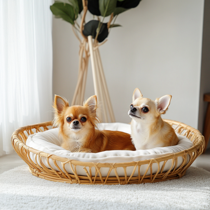 Pet bed, wicker dog bed, cat bed, American-style retro solid wood animal house furniture, Teddy Bichon Frise dog mattress - Image 6