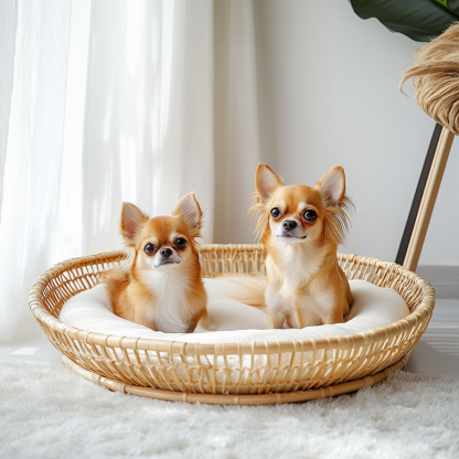 Pet bed, wicker dog bed, cat bed, American-style retro solid wood animal house furniture, Teddy Bichon Frise dog mattress - Image 9