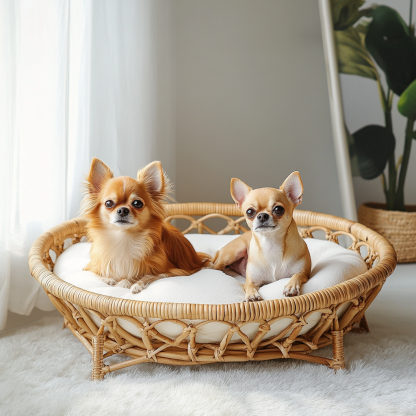 Pet bed, wicker dog bed, cat bed, American-style retro solid wood animal house furniture, Teddy Bichon Frise dog mattress - Image 7