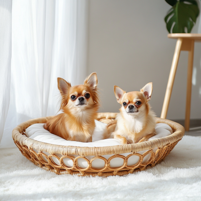 Pet bed, wicker dog bed, cat bed, American-style retro solid wood animal house furniture, Teddy Bichon Frise dog mattress - Image 6