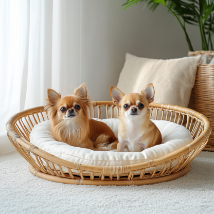 Pet bed, wicker dog bed, cat bed, American-style retro solid wood animal house furniture, Teddy Bichon Frise dog mattress - Image 9