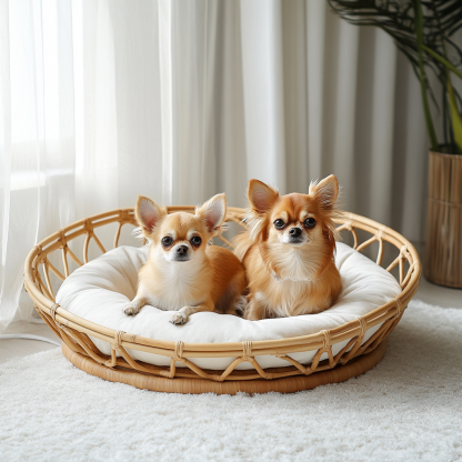 Pet bed, wicker dog bed, cat bed, American-style retro solid wood animal house furniture, Teddy Bichon Frise dog mattress - Image 8