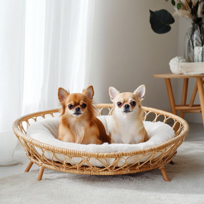 Pet bed, wicker dog bed, cat bed, American-style retro solid wood animal house furniture, Teddy Bichon Frise dog mattress - Image 7